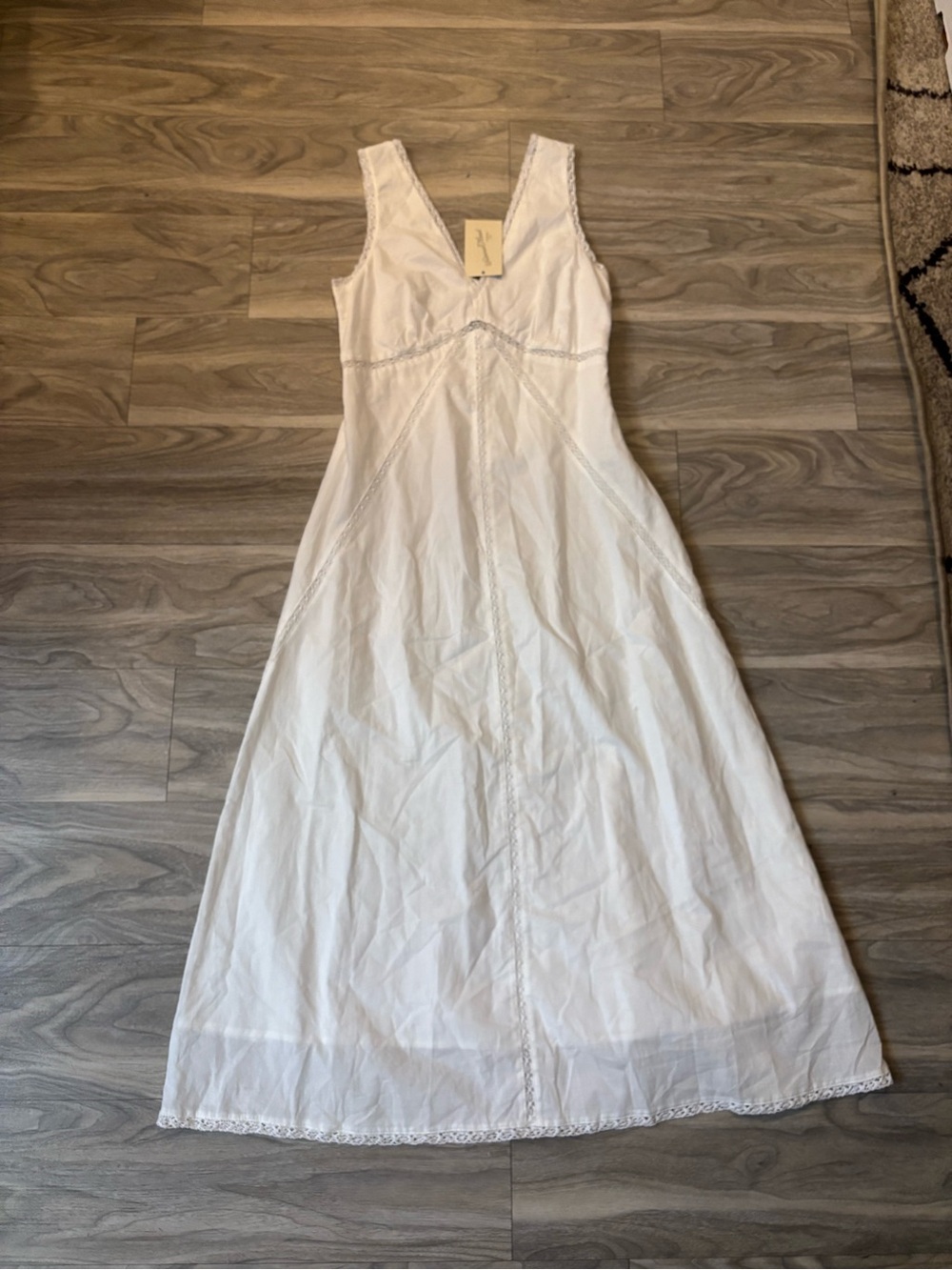Universal Thread White Cotton Lace-Trim Slip Dress